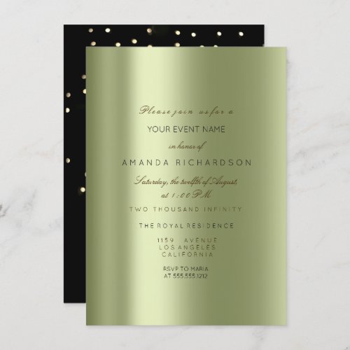 Sparkly Metal Gold Black Confetti Peas Mint Green Invitation