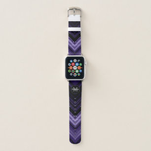 Sparkly metal neon purple black chevron Monogram Apple Watch Band