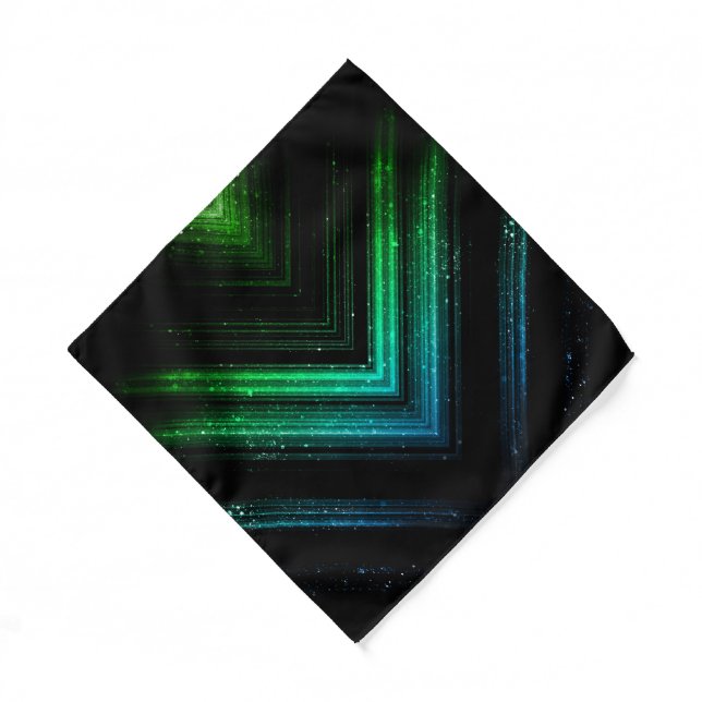 Sparkly metallic aqua green galaxy chevron lines bandana (Front)