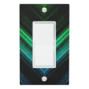 Sparkly metallic aqua green galaxy chevron lines light switch cover