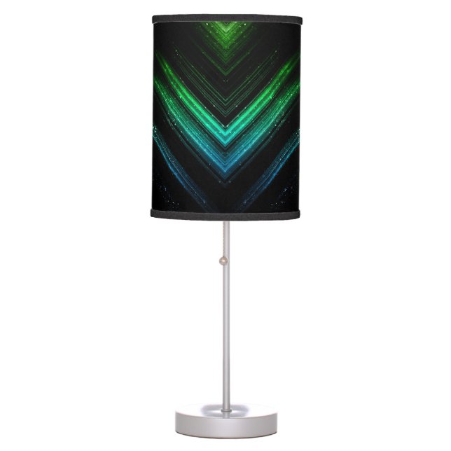 Sparkly metallic aqua green galaxy chevron lines table lamp (Front)