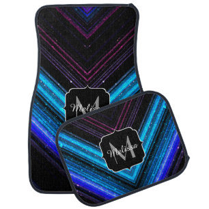 Sparkly metallic blue purple chevron Monogram Car Floor Mat