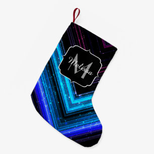 Sparkly metallic blue purple chevron Monogram Small Christmas Stocking