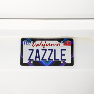 Sparkly metallic blue purple galaxy chevron lines license plate frame