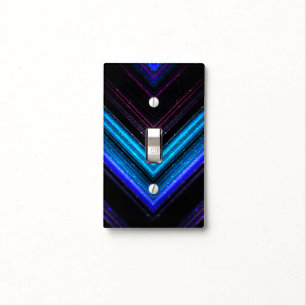 Sparkly metallic blue purple galaxy chevron lines light switch cover