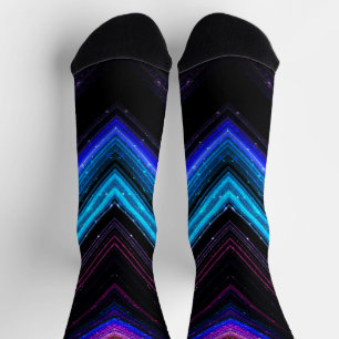 Sparkly metallic blue purple galaxy chevron lines socks