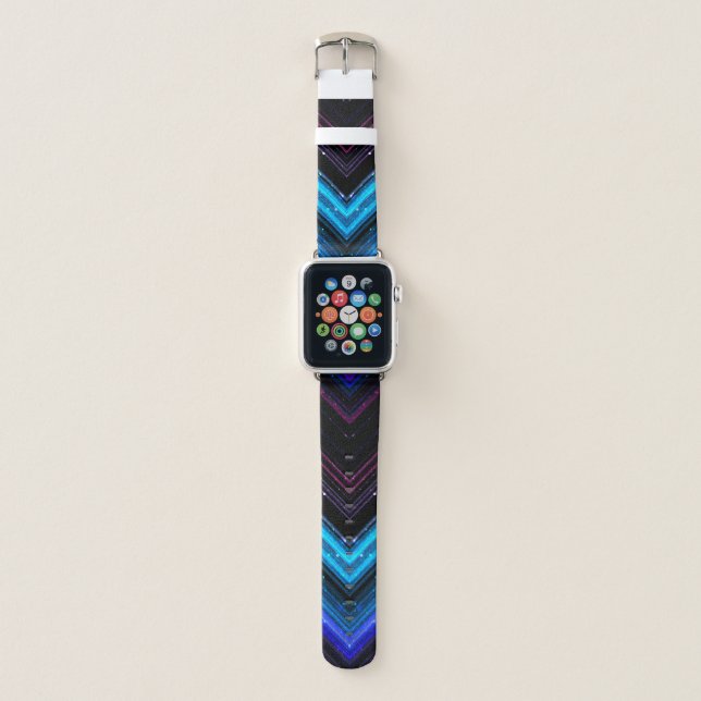 Sparkly metallic blue purple galaxy lines apple watch band (Front)