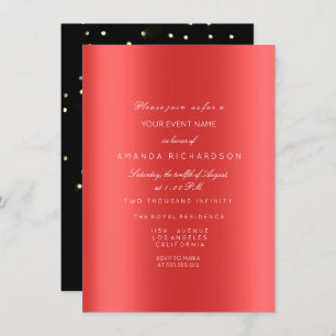 Sparkly Metallic Gold Black Confetti Ruby Red Invitation