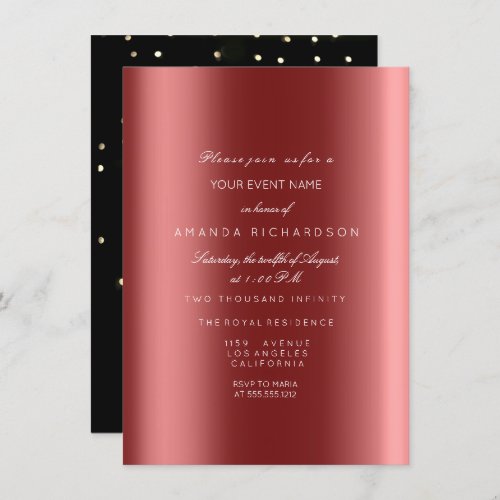 Sparkly Metallic Gold Black Sepia Confetti Burgund Invitation