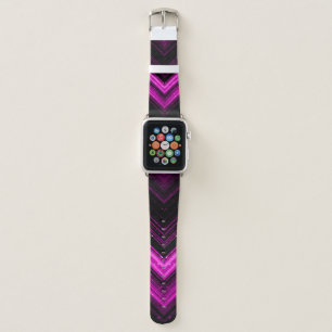 Sparkly metallic hot pink magenta black chevron apple watch band