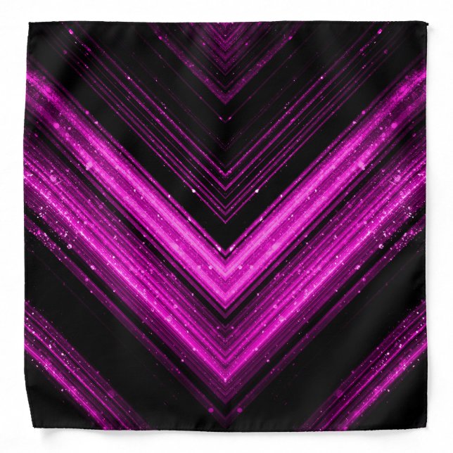 Sparkly metallic hot pink magenta black chevron bandana (Front)