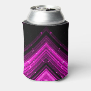 Sparkly metallic hot pink magenta black chevron can cooler