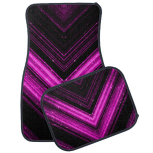 Sparkly metallic hot pink magenta black chevron car floor mat