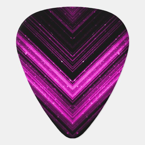 Sparkly metallic hot pink magenta black chevron guitar pick