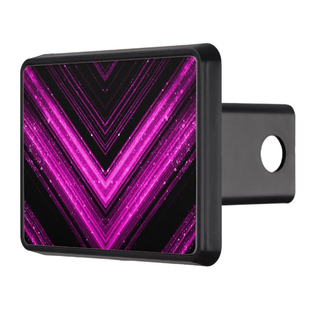 Sparkly metallic hot pink magenta black chevron hitch cover (Left)