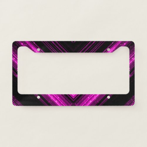 Sparkly metallic hot pink magenta black chevron license plate frame