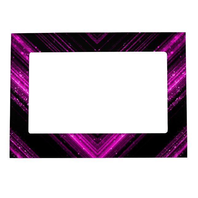 Sparkly metallic hot pink magenta black chevron magnetic frame (Front)