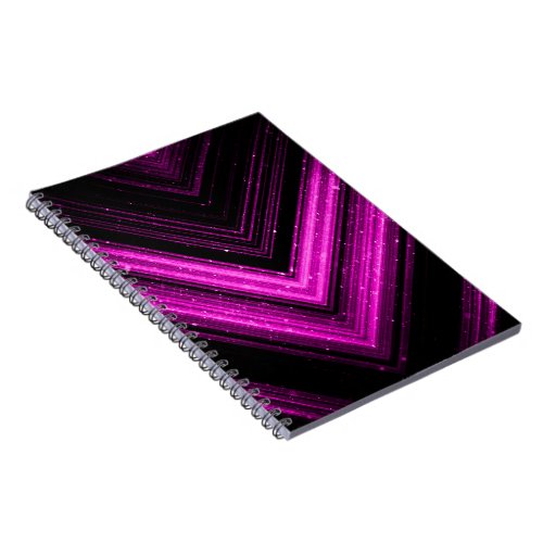 Sparkly metallic hot pink magenta black chevron notebook