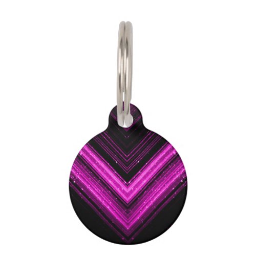 Sparkly metallic hot pink magenta black chevron pet ID tag