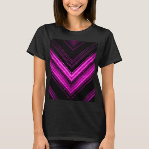 Sparkly metallic hot pink magenta black chevron T-Shirt