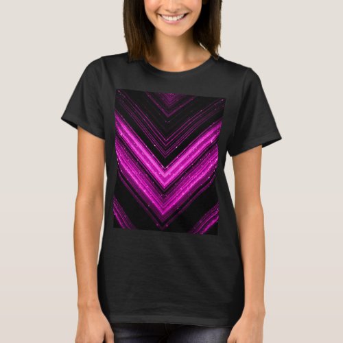 Sparkly metallic hot pink magenta black chevron T_Shirt