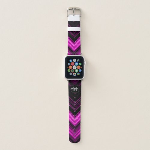 Sparkly metallic hot pink magenta chevron Monogram Apple Watch Band