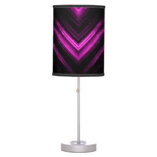 Sparkly metallic pink magenta galaxy chevron lines table lamp