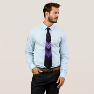 Sparkly metallic ultra violet galaxy chevron lines neck tie