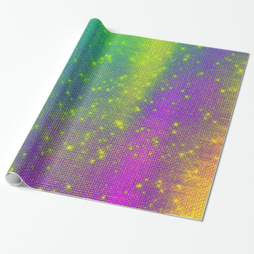 Sparkly Miami Bright Sequin Bamboo Purple Pink Wrapping Paper