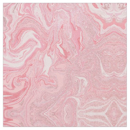 Sparkly Modern Blush Coral Pink Glitter Marble Fabric