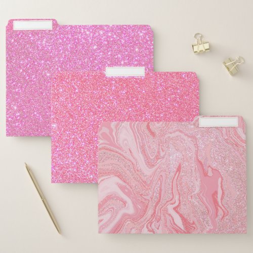 Sparkly Modern Blush Coral Pink Glitter Marble File Folder