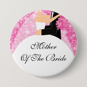 Sparkly Mother of the Bride Button / Pin Pink
