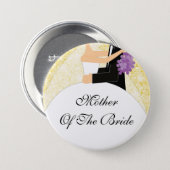 Sparkly Mother of the Bride Button / Pin Yellow (Front & Back)