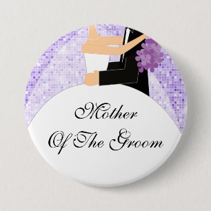 Sparkly Mother of the Groom Button / Pin Purple