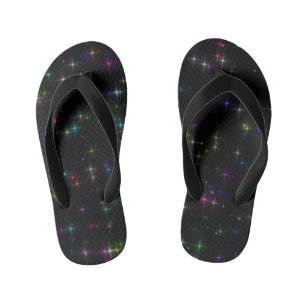 Sparkly Multicolor Stars Kid's Flip Flops