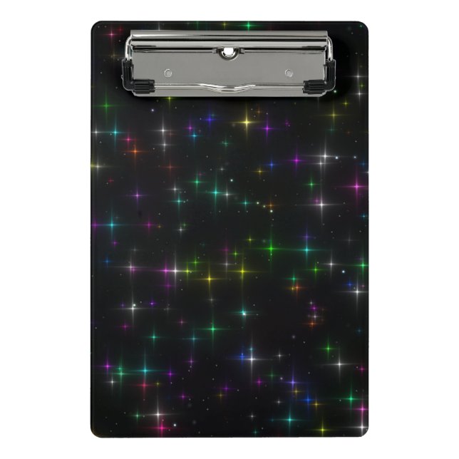 Sparkly Multicolor Stars Mini Clipboard (Front)