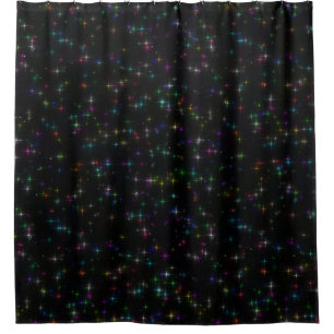 Sparkly Multicolor Stars Shower Curtain