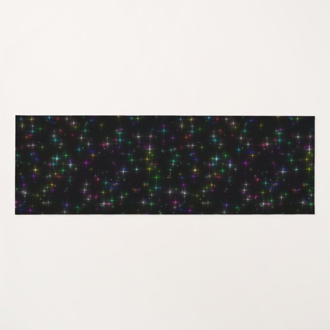 Sparkly Multicolor Stars Yoga Mat (Front (Horizontal))