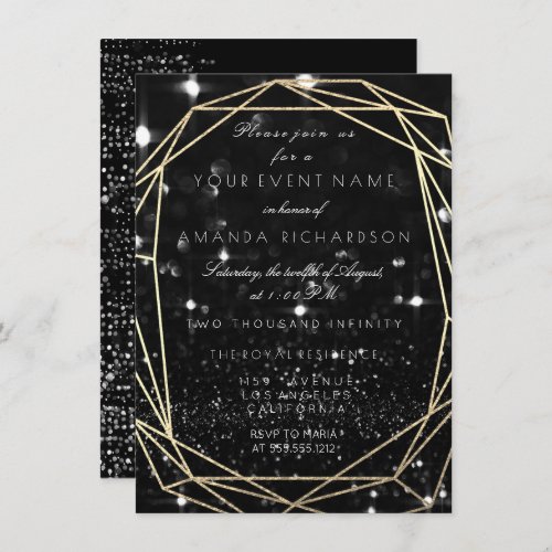 Sparkly Night Bridal Birthday Black Diamond Glitte Invitation