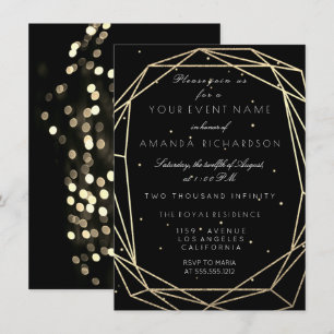 Sparkly Night Bridal Birthday Black Diamond Minima Invitation