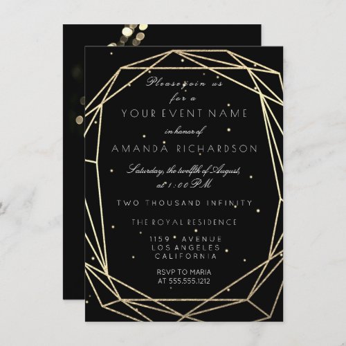 Sparkly Night Bridal Birthday Black Diamond Minima Invitation