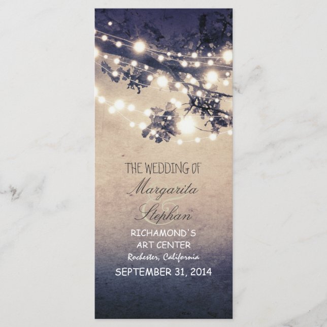 sparkly night lights romantic wedding programs (Front)