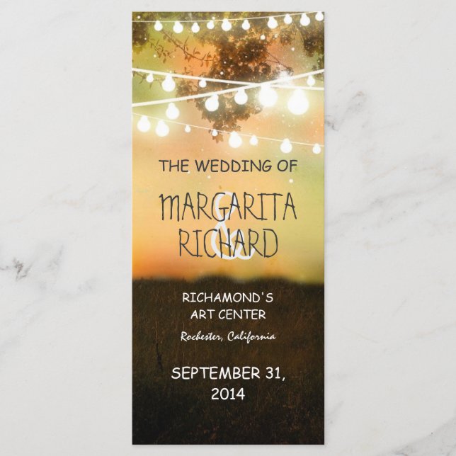 sparkly night lights romantic wedding programs (Front)