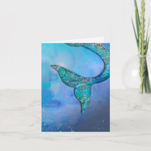 Sparkly Ocean Mermaid Fin Tail Birthday Party Card