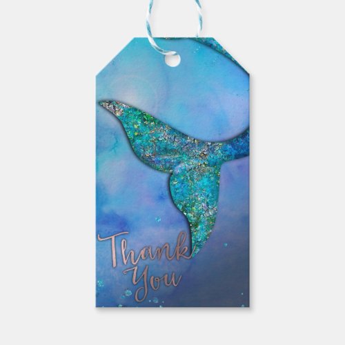 Sparkly Ocean Mermaid Fin Tail Birthday Party Gift Tags