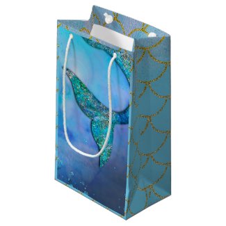 Sparkly Ocean Mermaid Fin Tail Birthday Party Medium Gift Bag