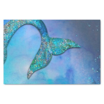 Sparkly Ocean Mermaid Fin Tail Birthday Party Tissue Paper by printabledigidesigns at Zazzle