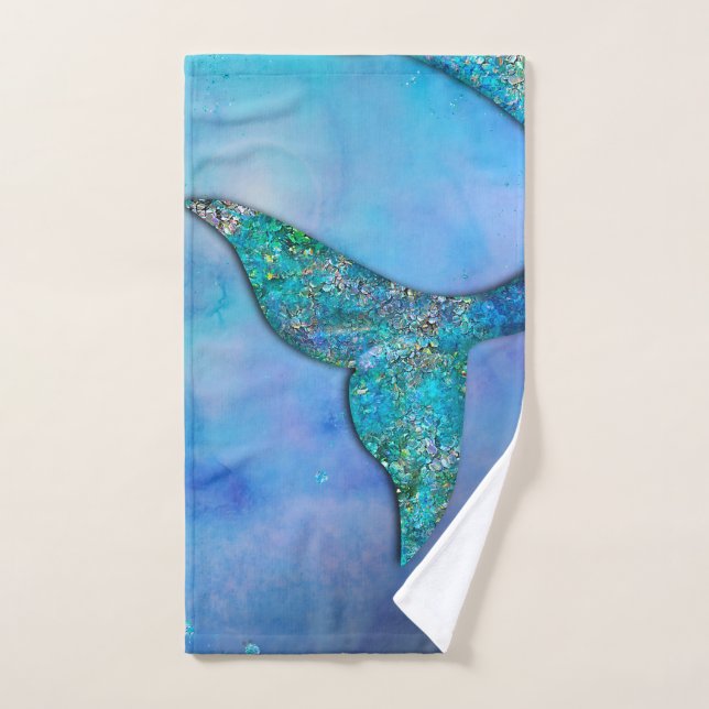 Sparkly Ocean Mermaid Fin Tail Enchanted Bath Towel Set (Hand Towel)
