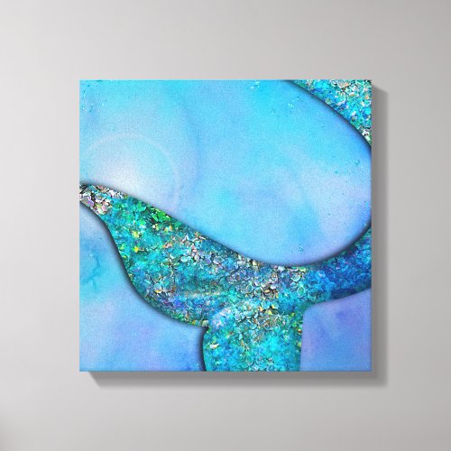Sparkly Ocean Mermaid Fin Tail Enchanted Bedroom Canvas Print