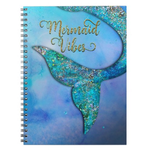 Sparkly Ocean Mermaid Fin Tail Enchanted Notebook